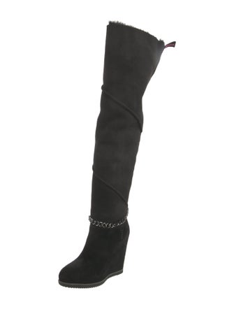 UGG Suede Fur Trim Boots