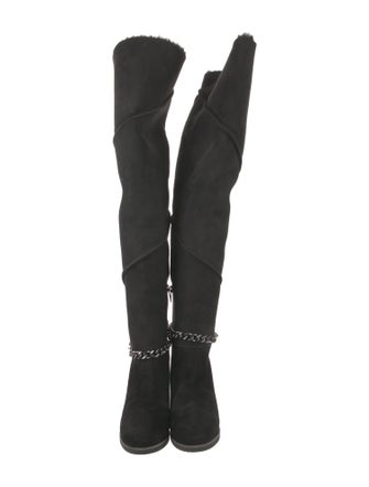 UGG Suede Fur Trim Boots