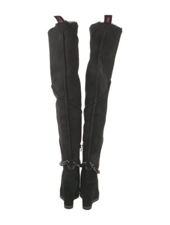 UGG Suede Fur Trim Boots