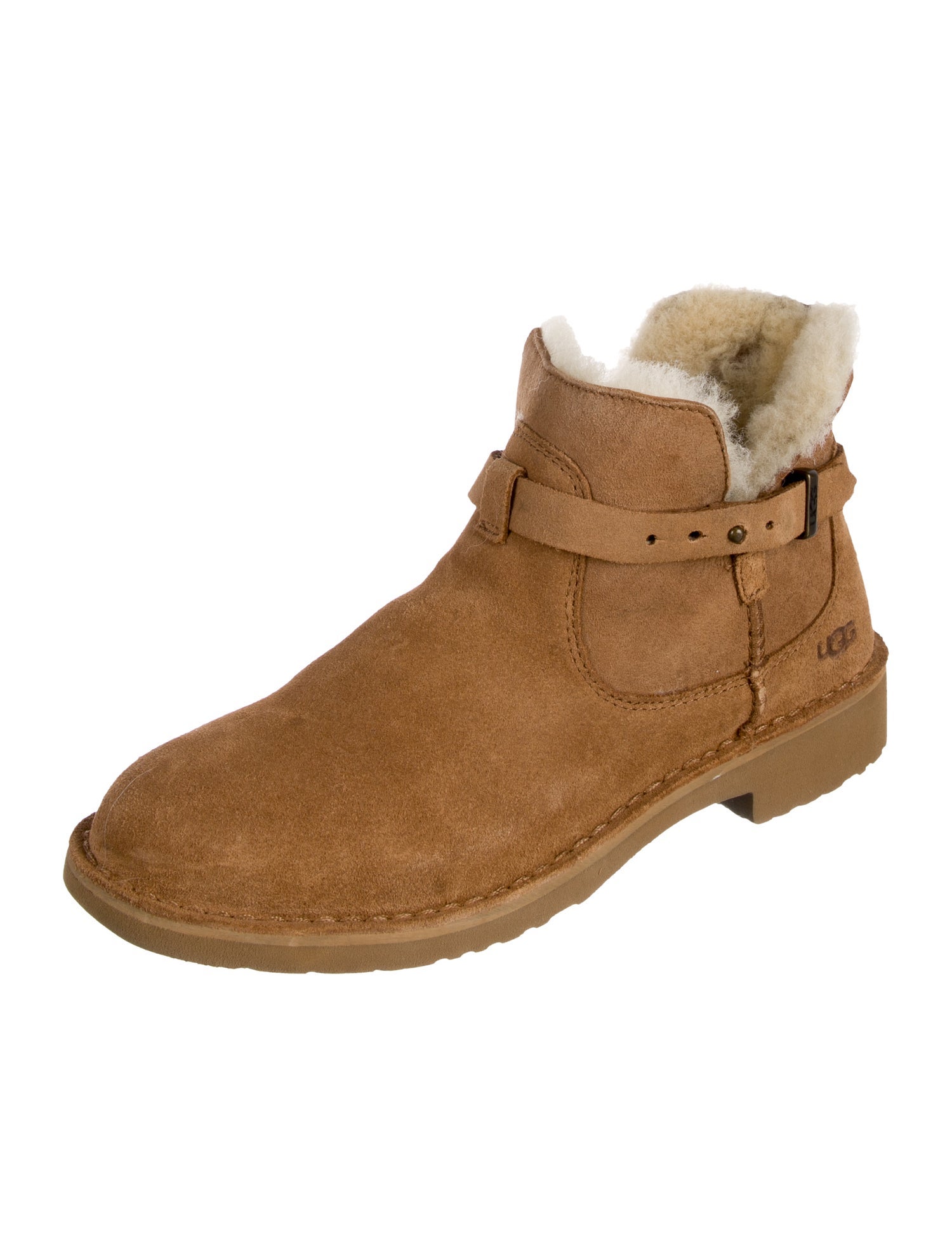 UGG Suede Fur Trim Lace-Up Boots