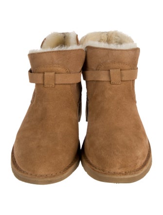 UGG Suede Fur Trim Lace-Up Boots