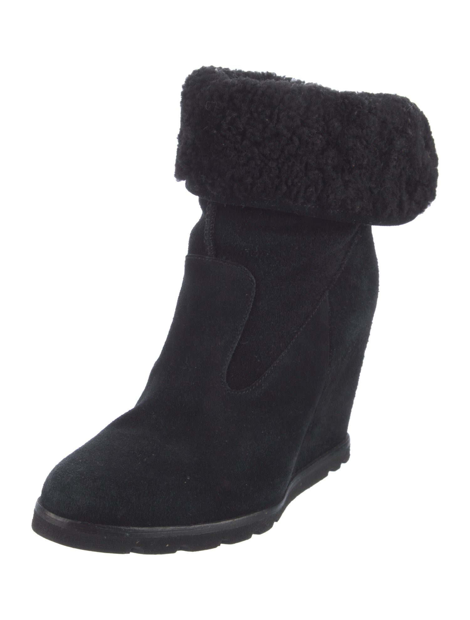 UGG Suede Fur Trim Boots