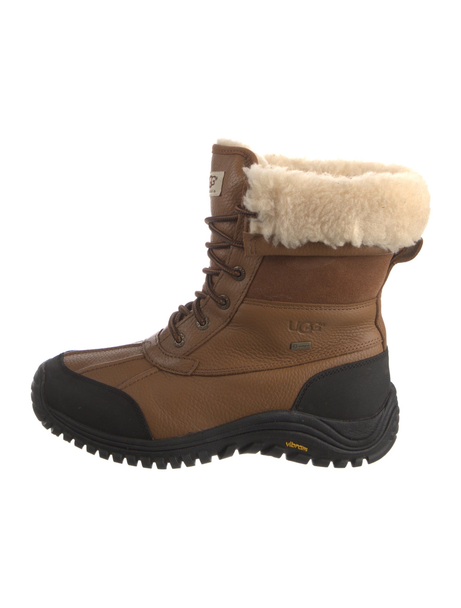UGG Leather Fur Trim Lace-Up Boots