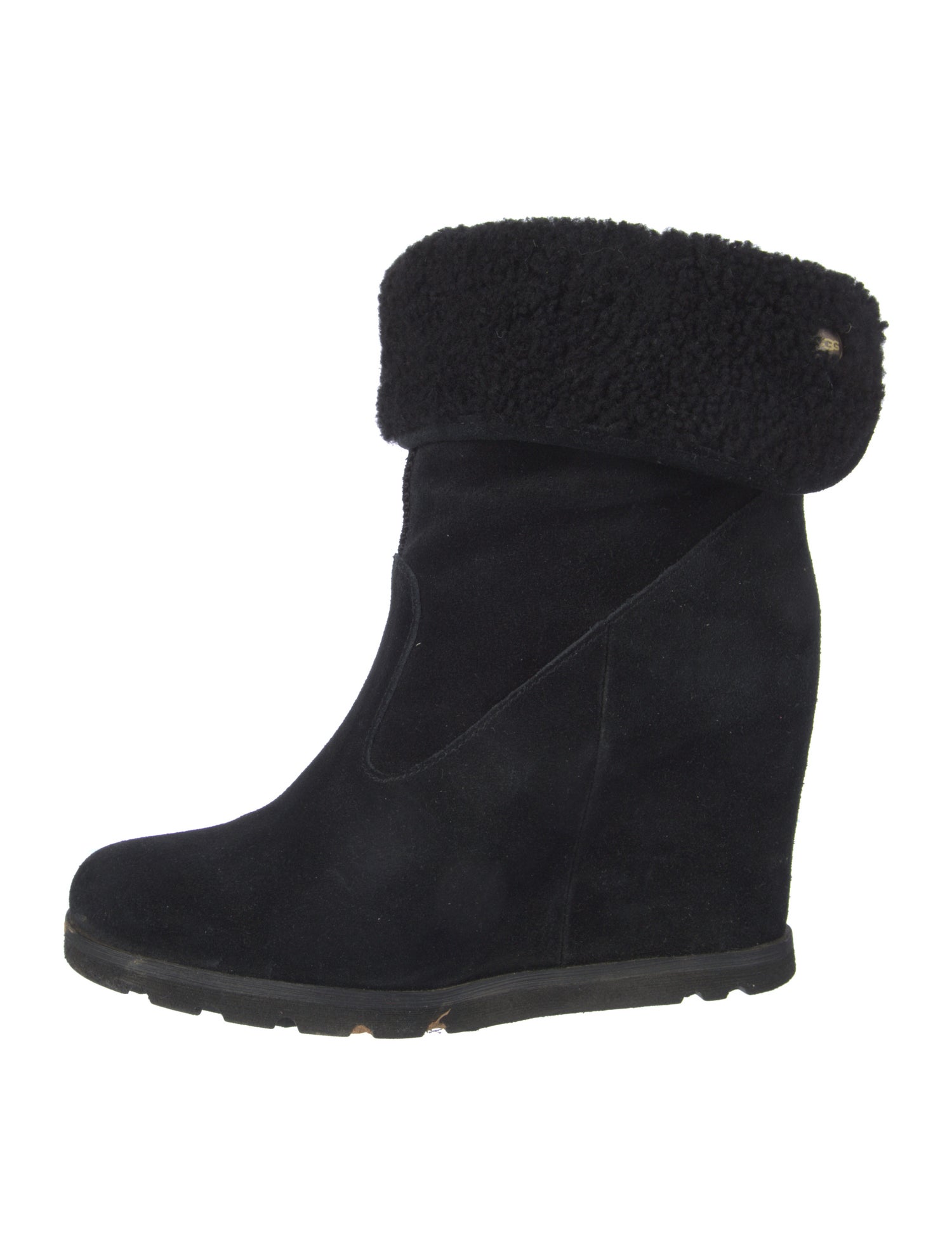 UGG Suede Fur Trim Boots