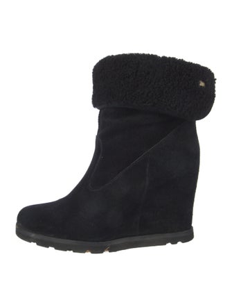 UGG Suede Fur Trim Boots