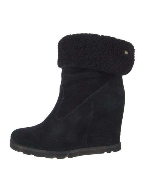 UGG Suede Fur Trim Boots