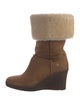 UGG Suede Fur Trim Boots