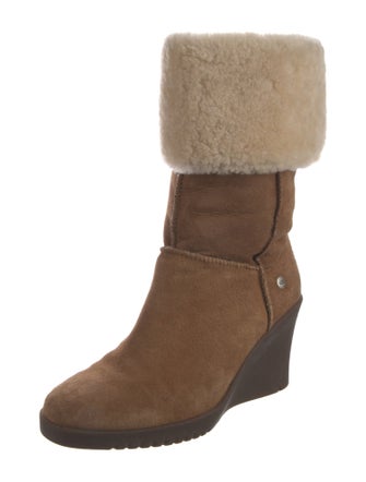 UGG Suede Fur Trim Boots