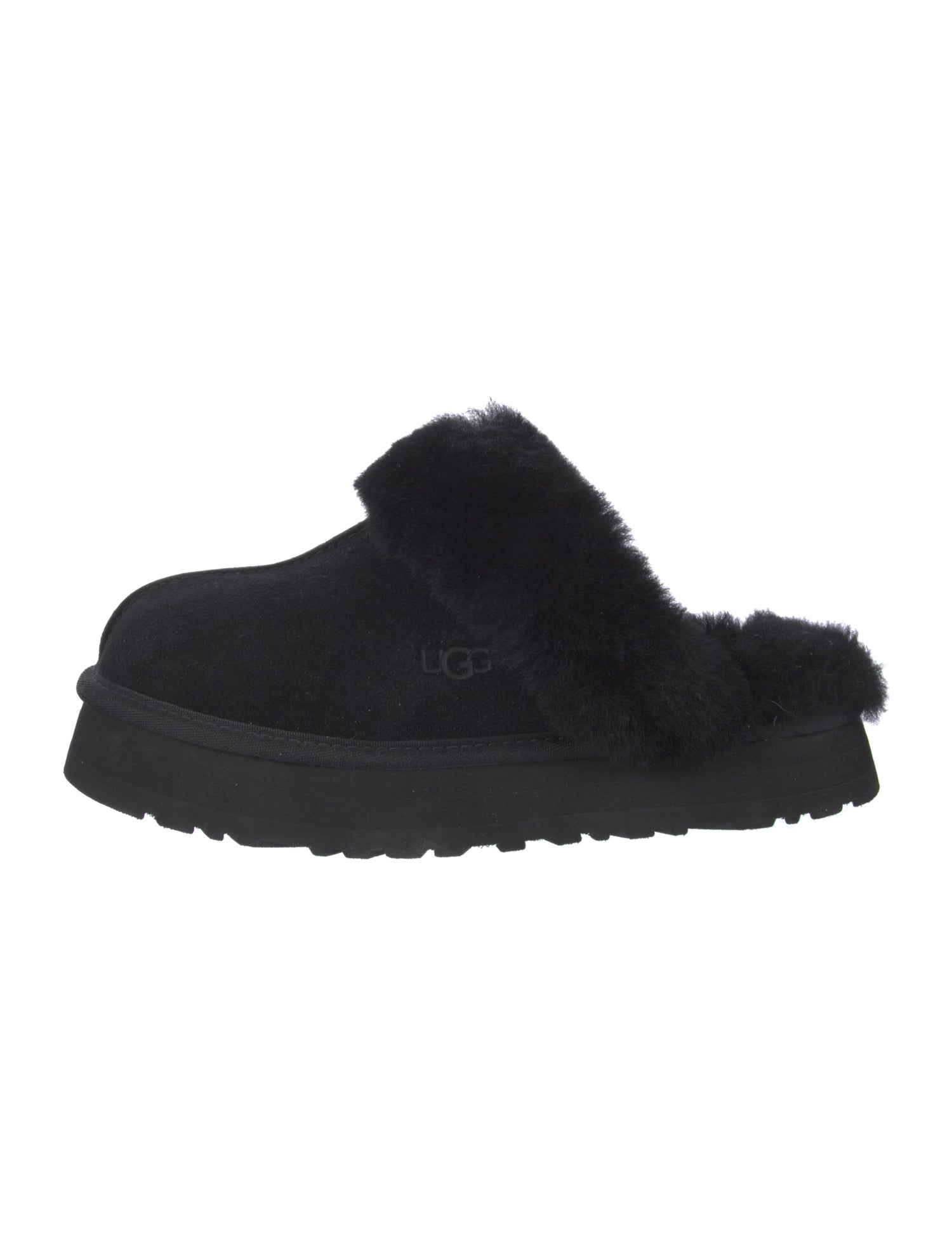 UGG Suede Faux Fur Trim Mules