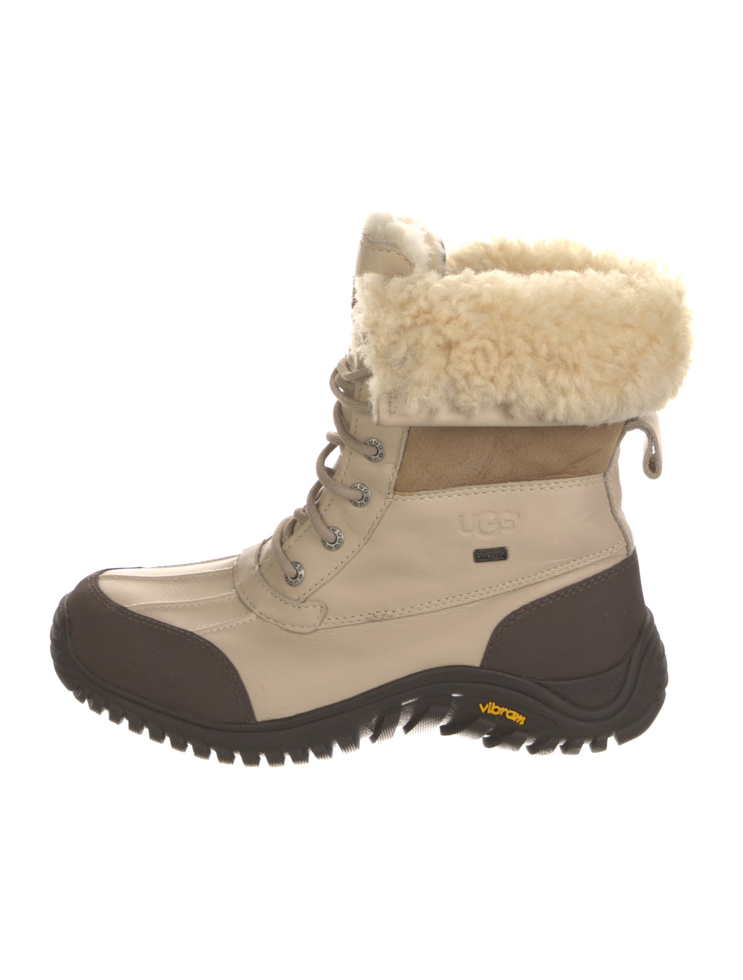 UGG Leather Colorblock Pattern Lace-Up Boots