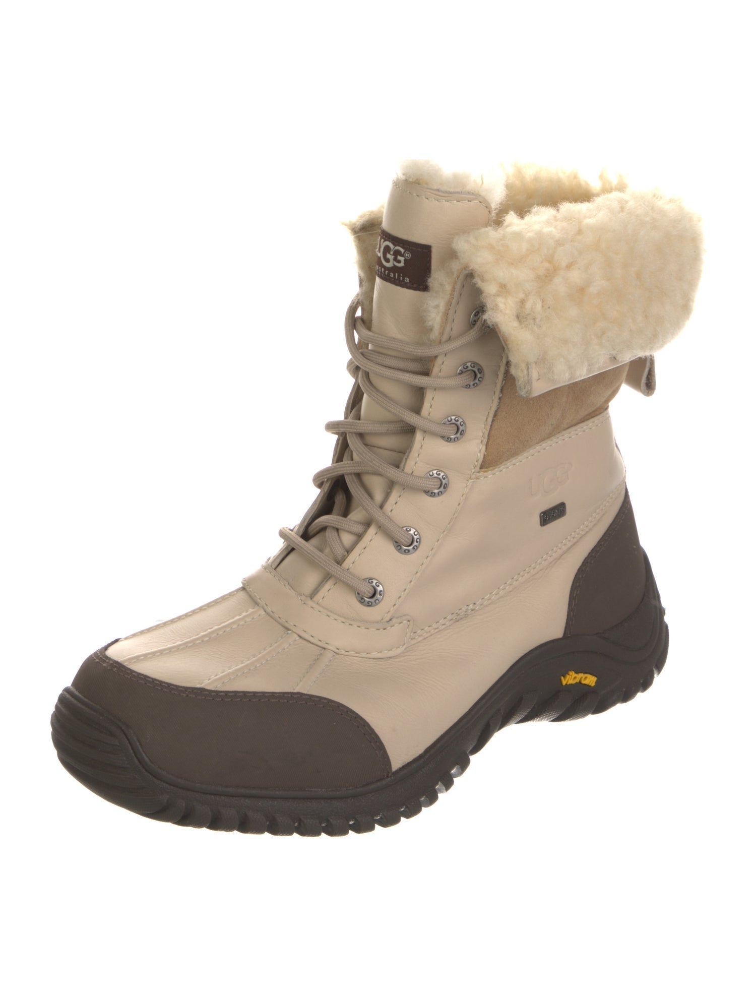 UGG Leather Colorblock Pattern Lace-Up Boots