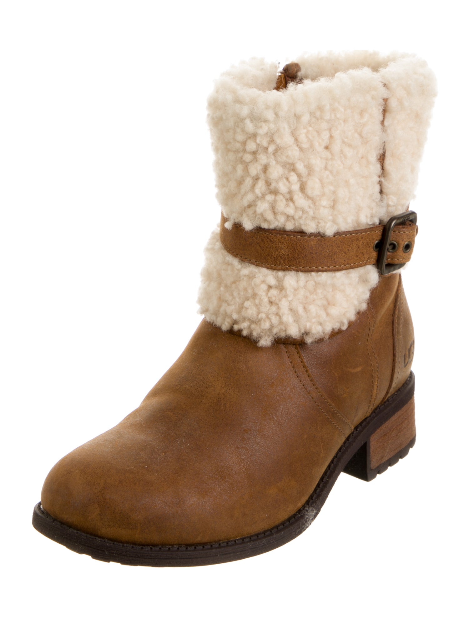 UGG Leather Fur Trim Moto Boots