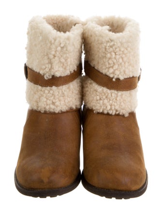 UGG Leather Fur Trim Moto Boots