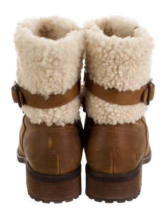 UGG Leather Fur Trim Moto Boots