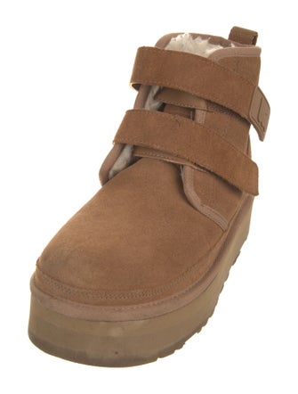 UGG Suede Fur Trim Lace-Up Boots