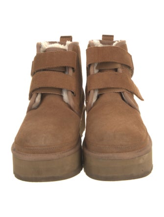 UGG Suede Fur Trim Lace-Up Boots