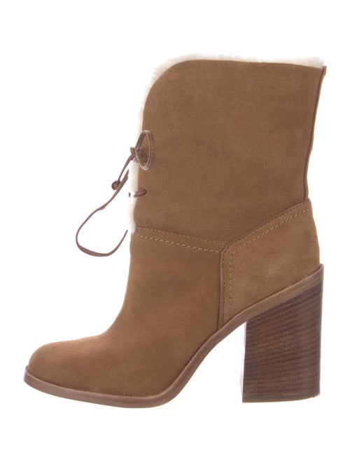 UGG Suede Fur Trim Lace-Up Boots
