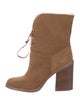 UGG Suede Fur Trim Lace-Up Boots
