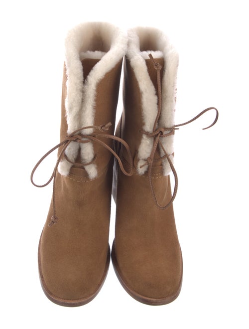UGG Suede Fur Trim Lace-Up Boots