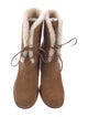 UGG Suede Fur Trim Lace-Up Boots