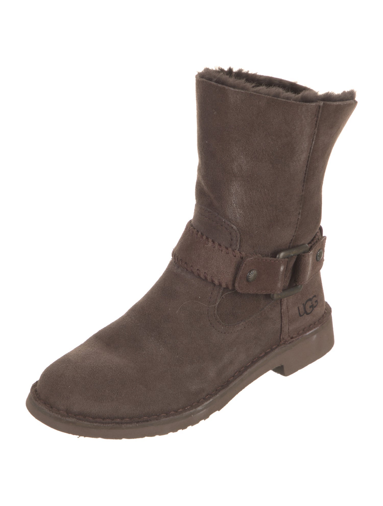 UGG Suede Fur Trim Moto Boots