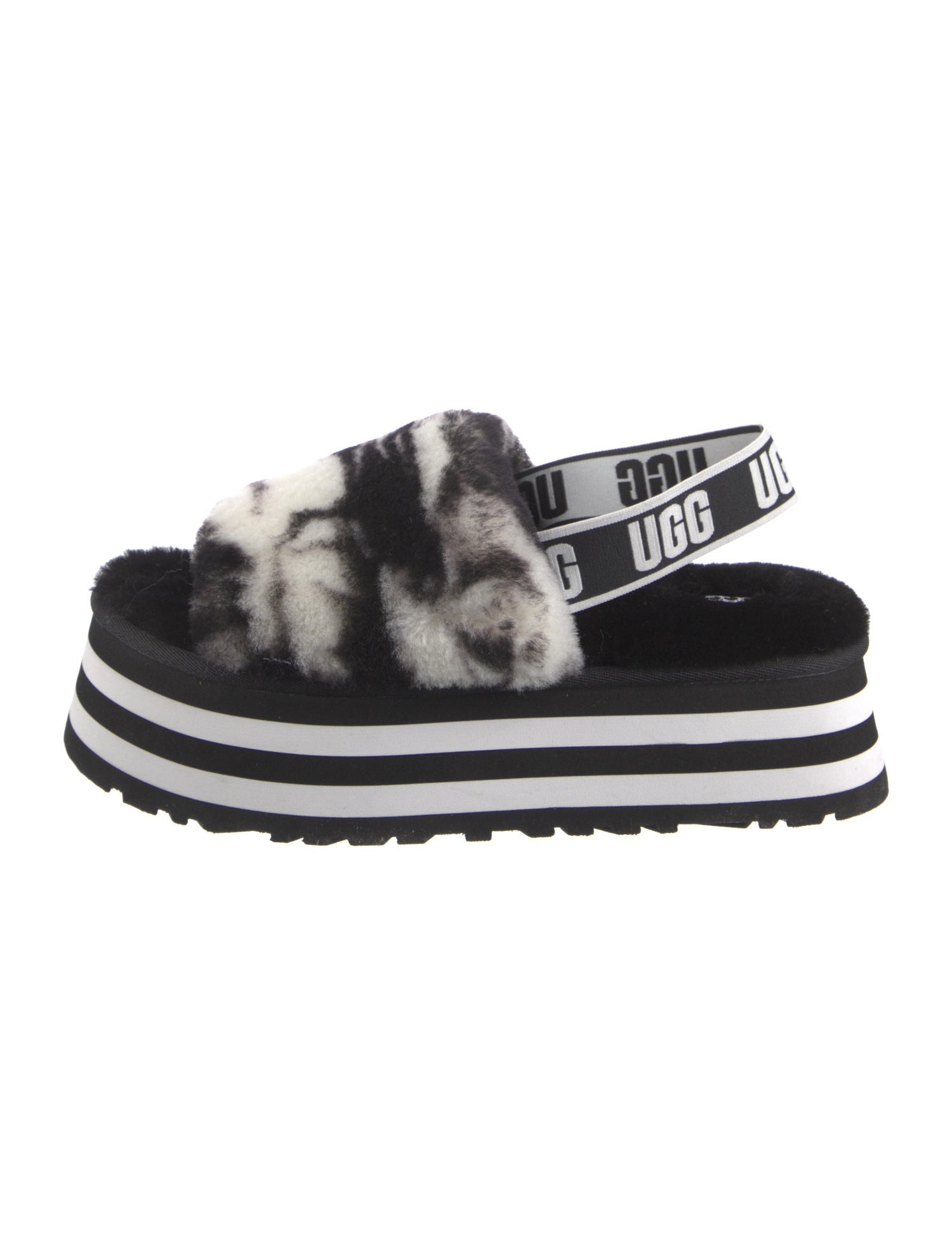 UGG Shearling Printed Slingback Sandals