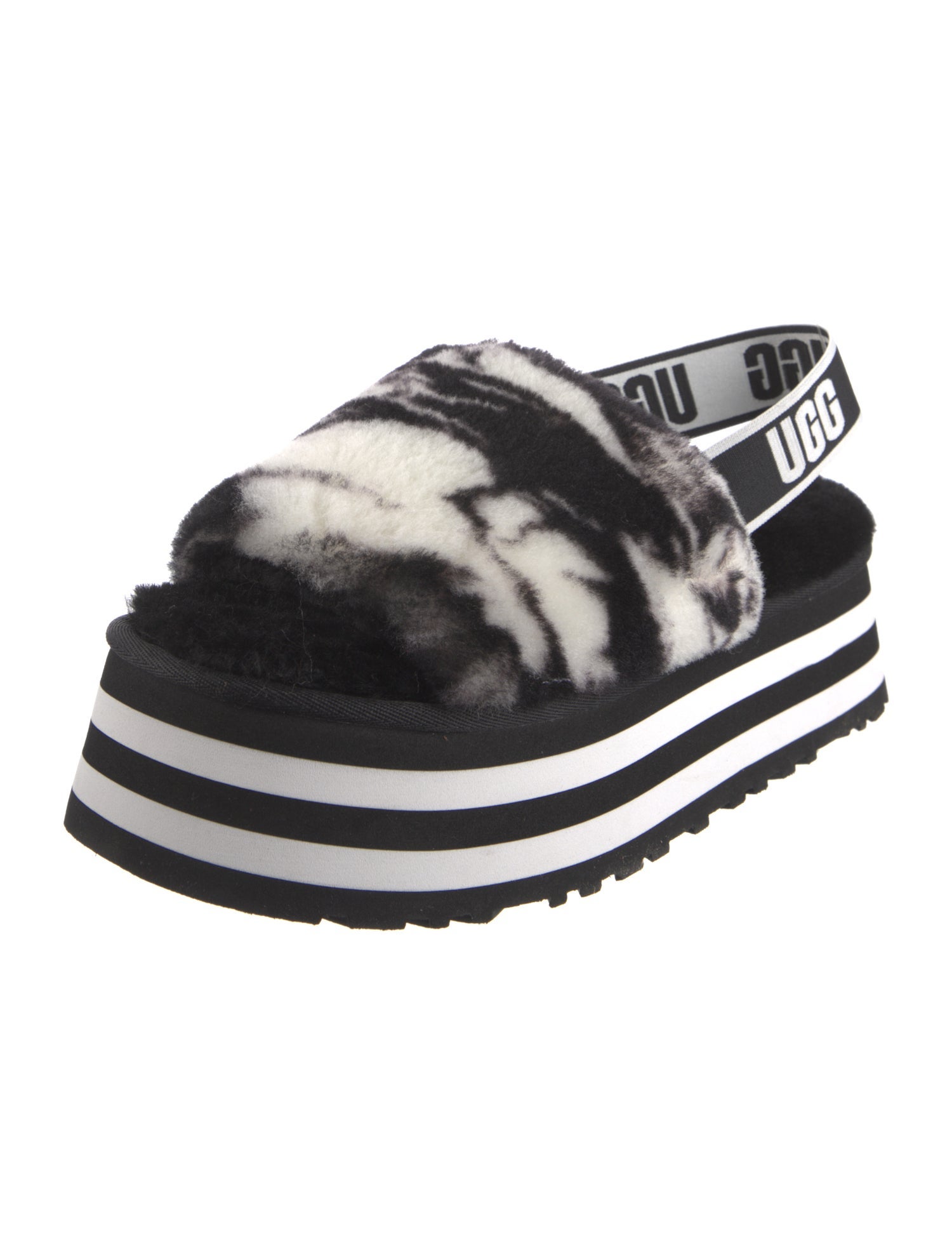 UGG Shearling Printed Slingback Sandals