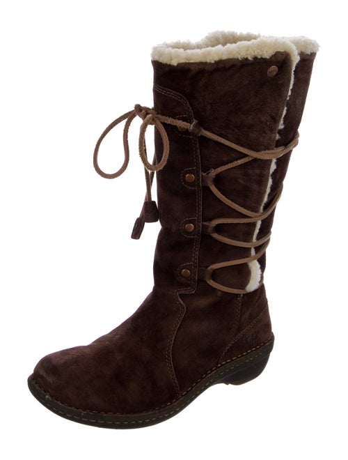 UGG Suede Colorblock Pattern Lace-Up Boots