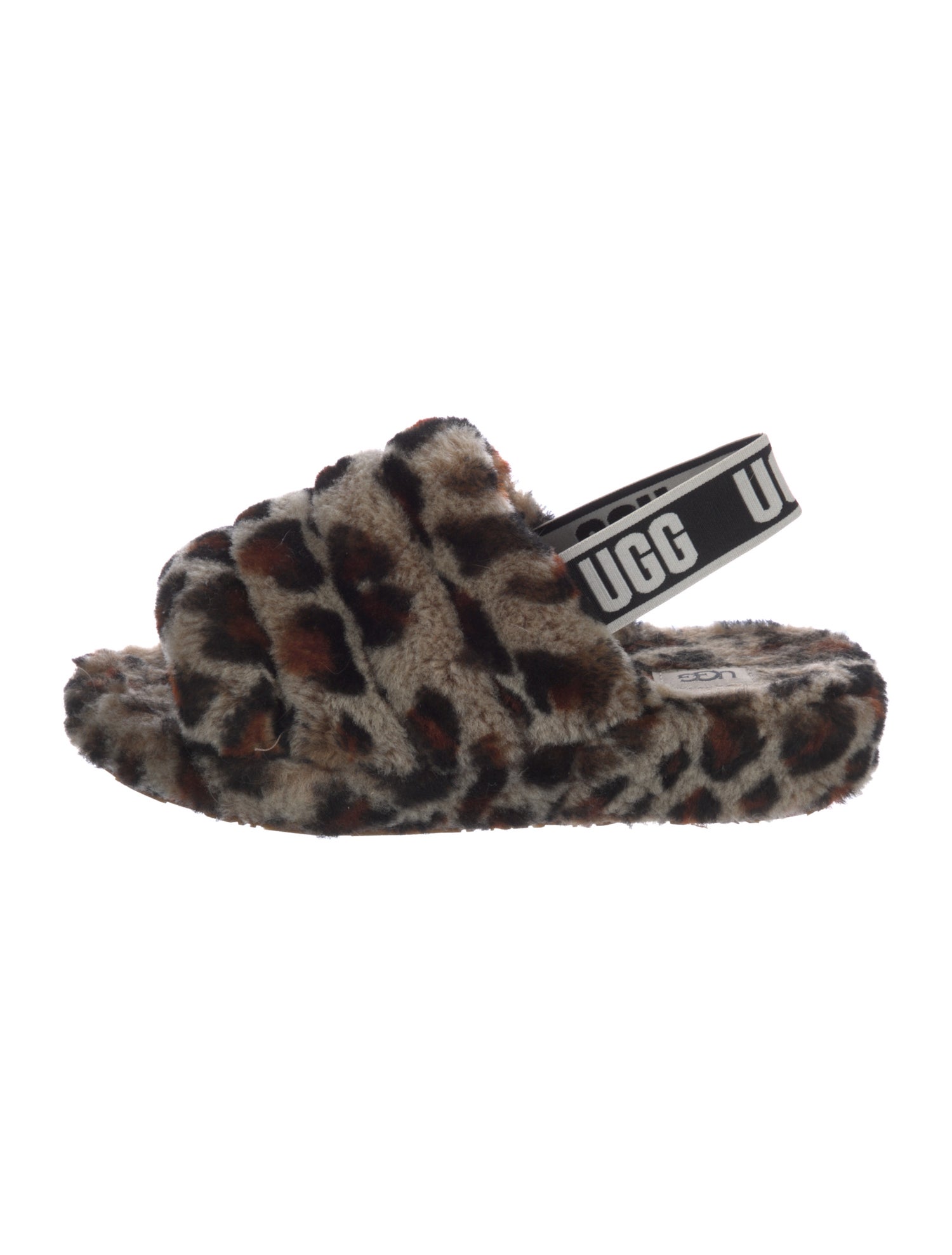 UGG Fur Animal Print Slingback Sandals