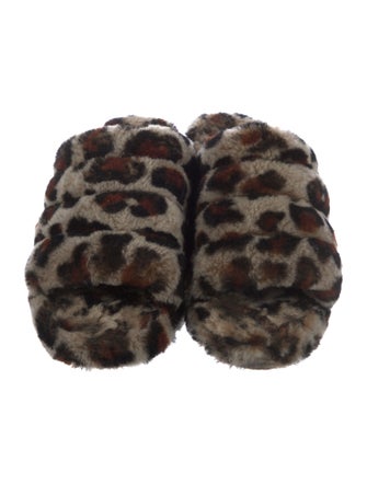 UGG Fur Animal Print Slingback Sandals