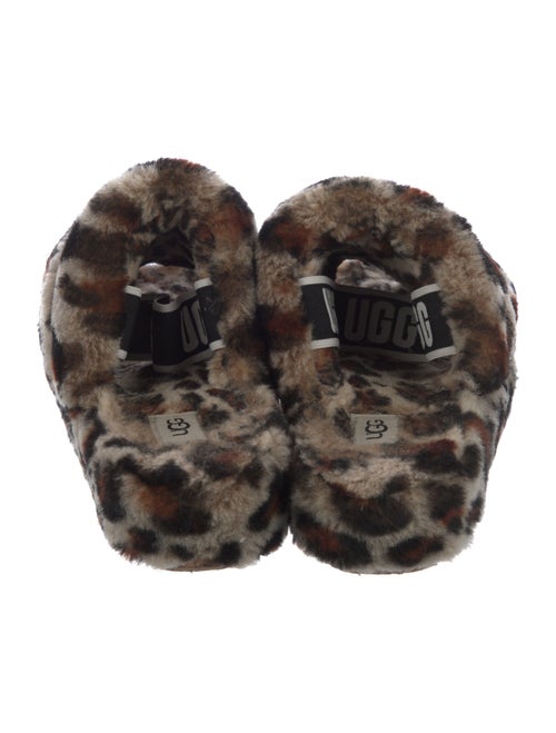 UGG Fur Animal Print Slingback Sandals