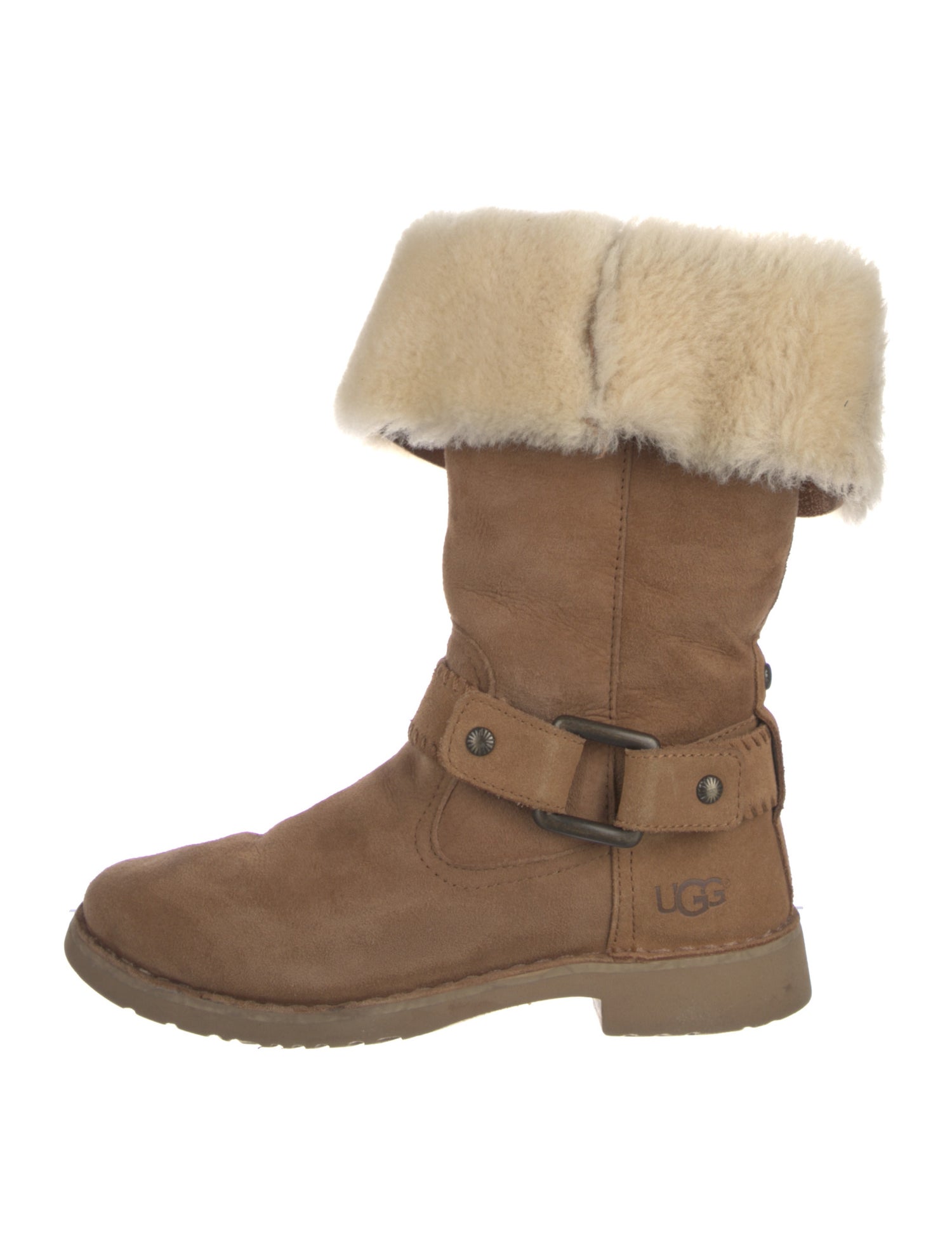 UGG Suede Fur Trim Moto Boots