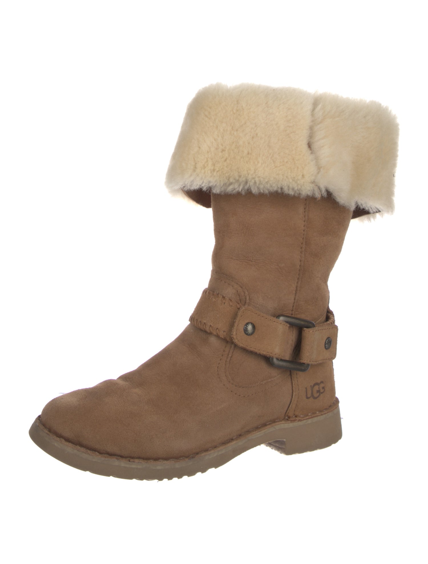 UGG Suede Fur Trim Moto Boots