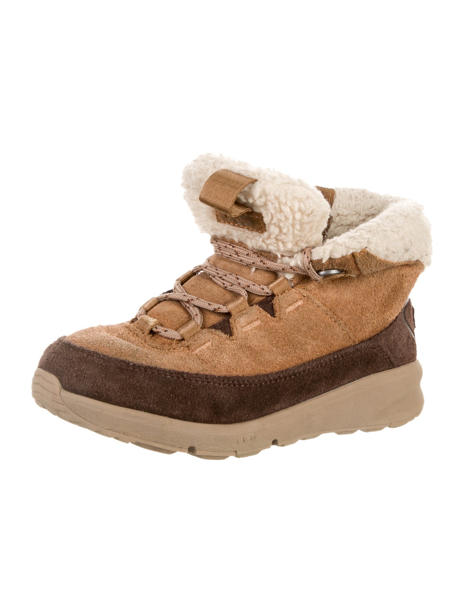 UGG Suede Colorblock Pattern Lace-Up Boots