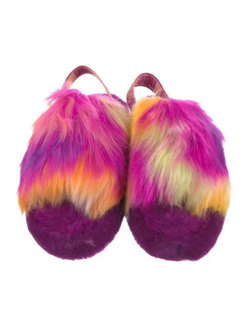 UGG Shearling Colorblock Pattern Slingback Sandals