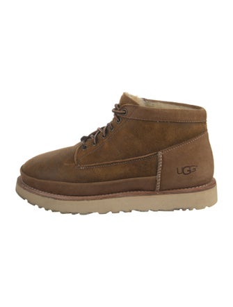 UGG Suede Faux Fur Trim Lace-Up Boots