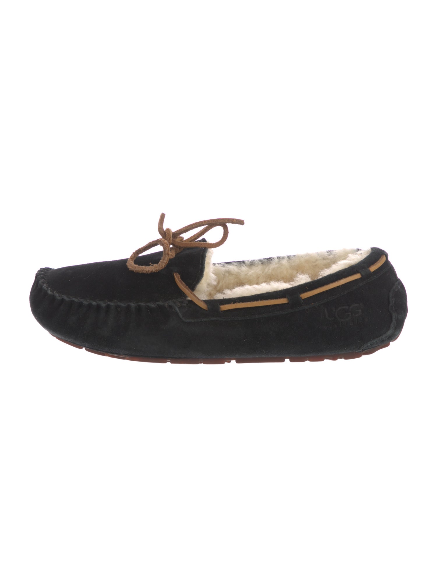 UGG Suede Fur Trim Moccasins