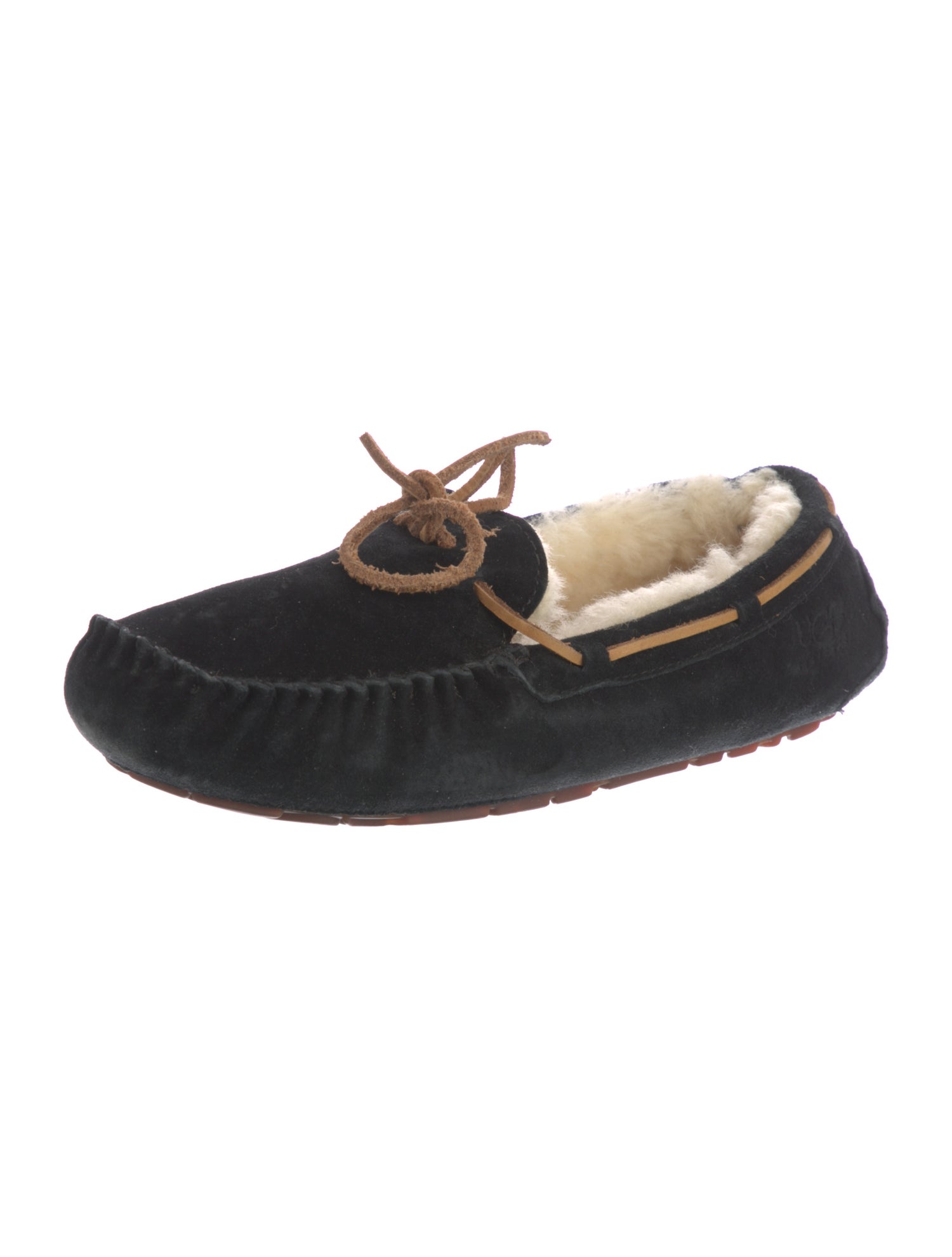 UGG Suede Fur Trim Moccasins