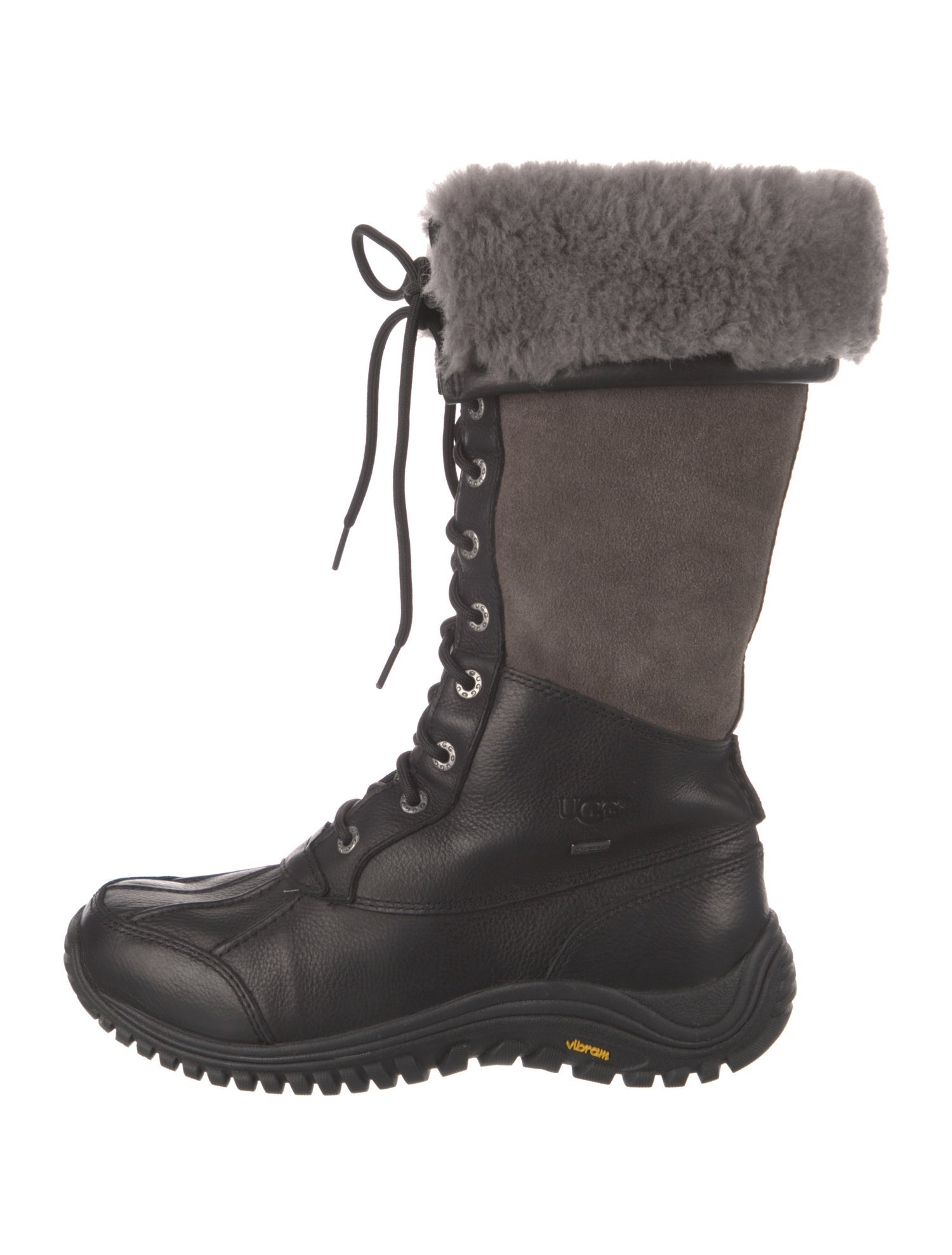 UGG Leather Leather Trim Embellishment Lace-Up Boots