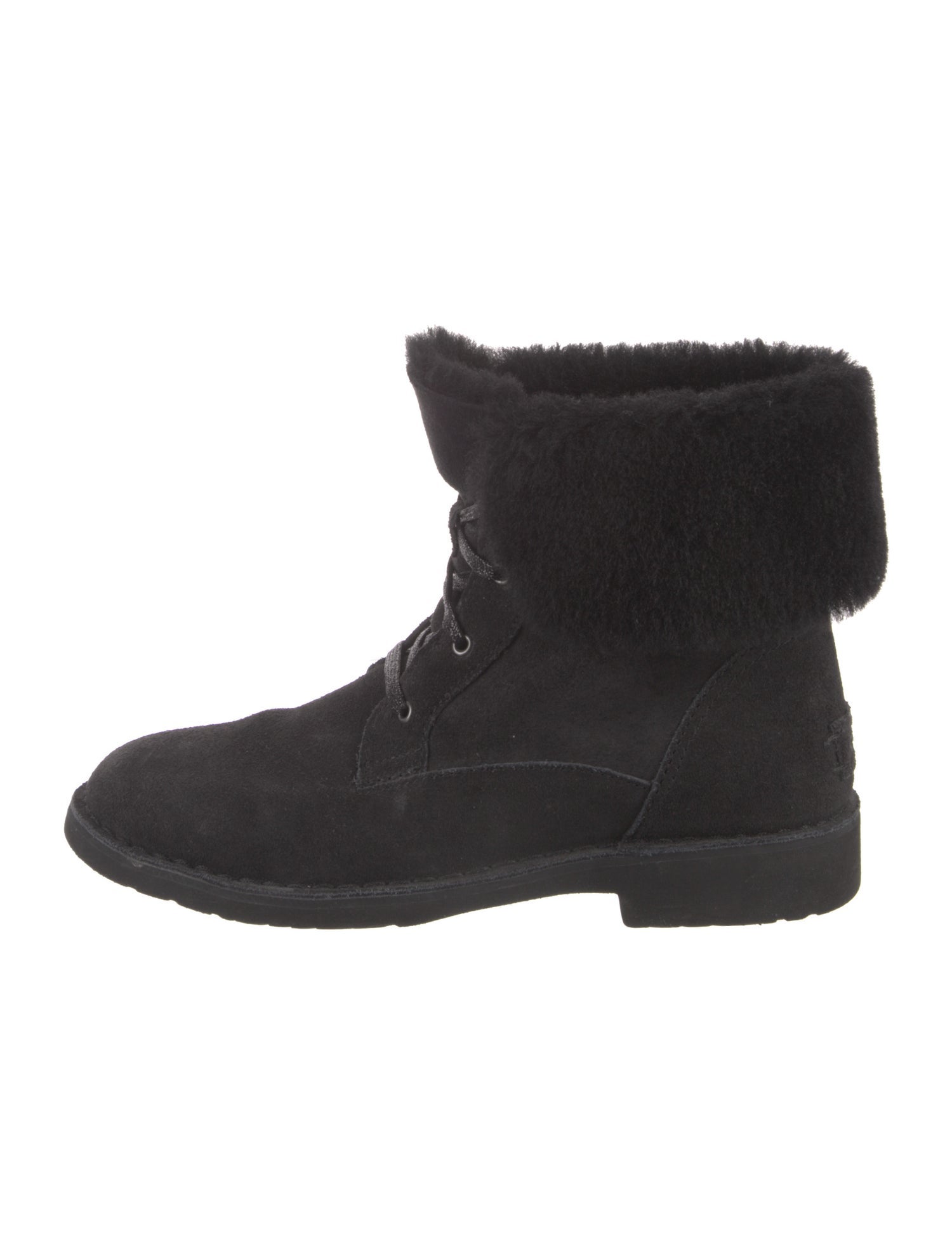 UGG Suede Fur Trim Combat Boots