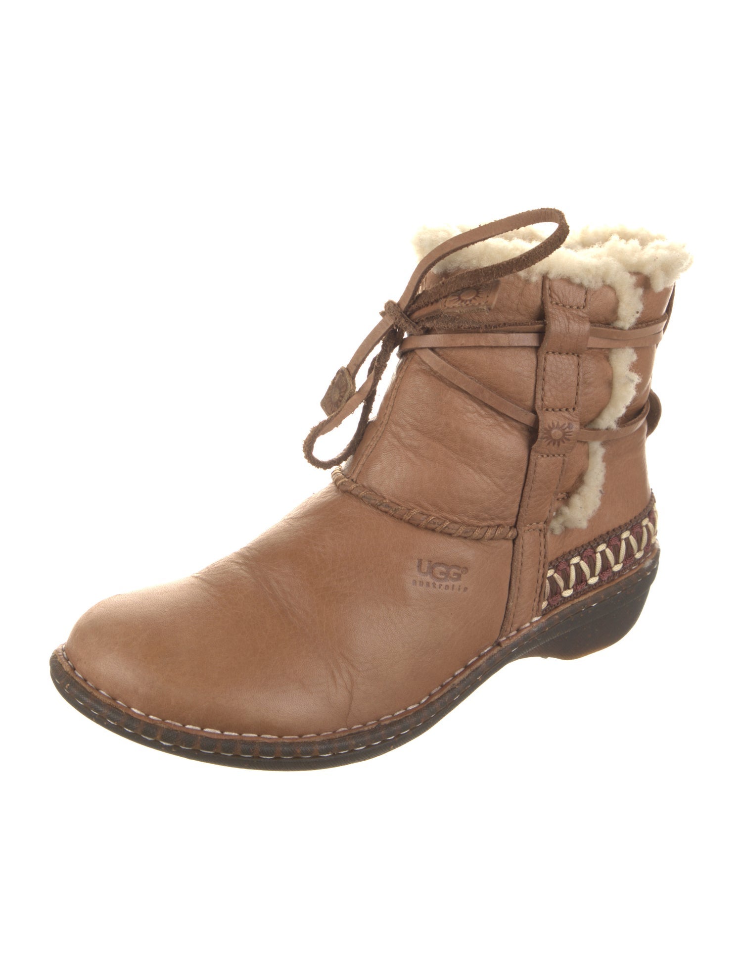 UGG Leather Colorblock Pattern Lace-Up Boots