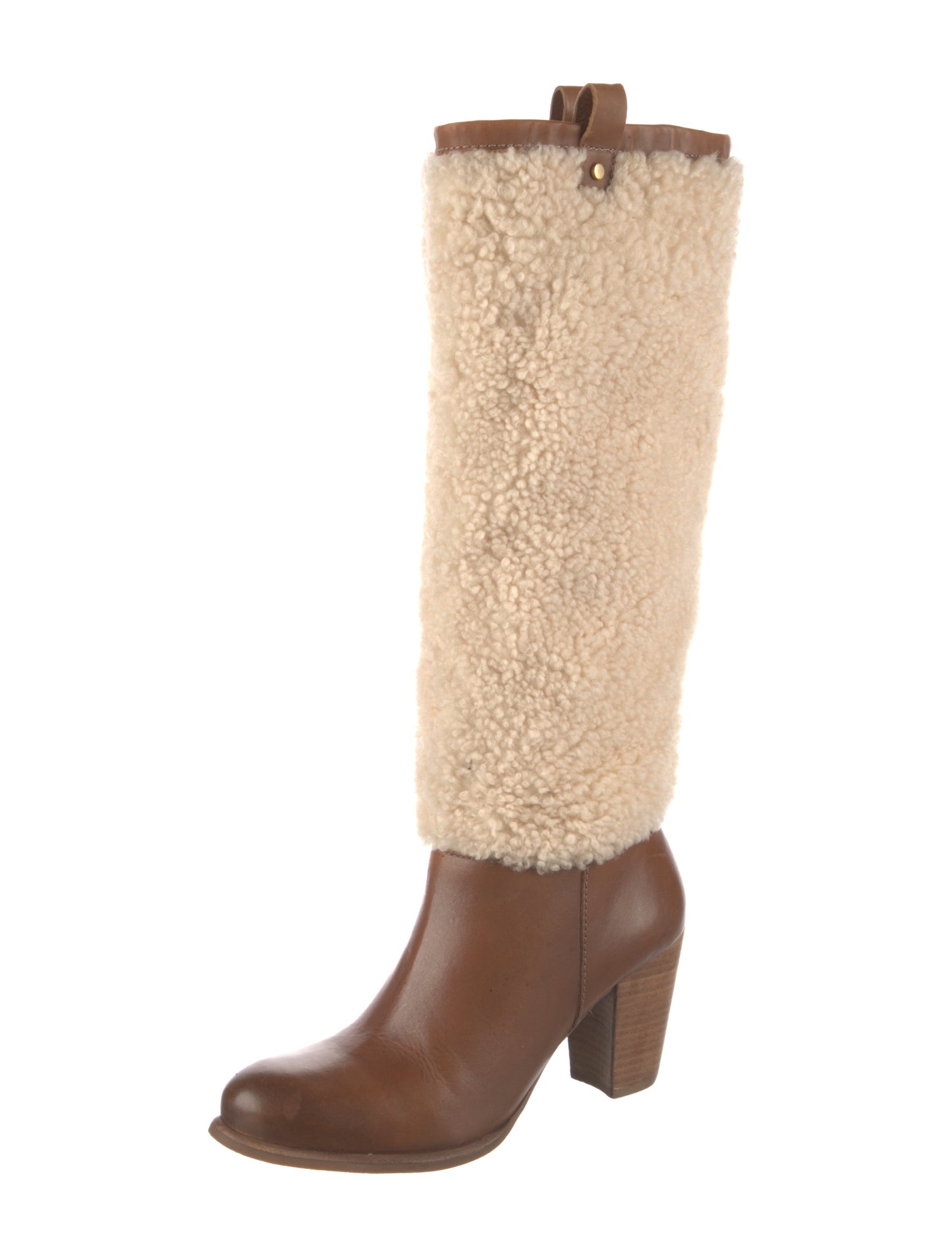 UGG Leather Colorblock Pattern Riding Boots