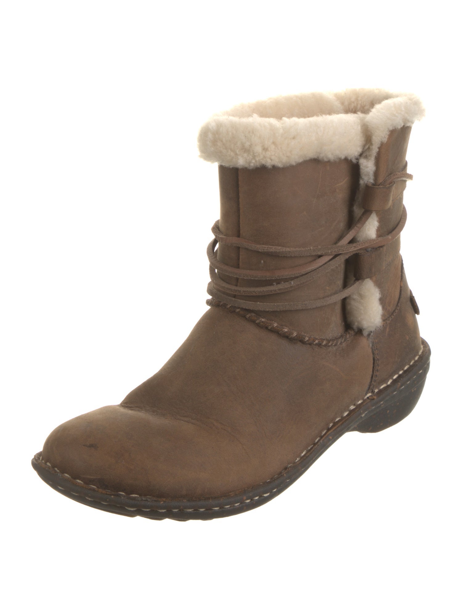 UGG Leather Fur Trim Boots