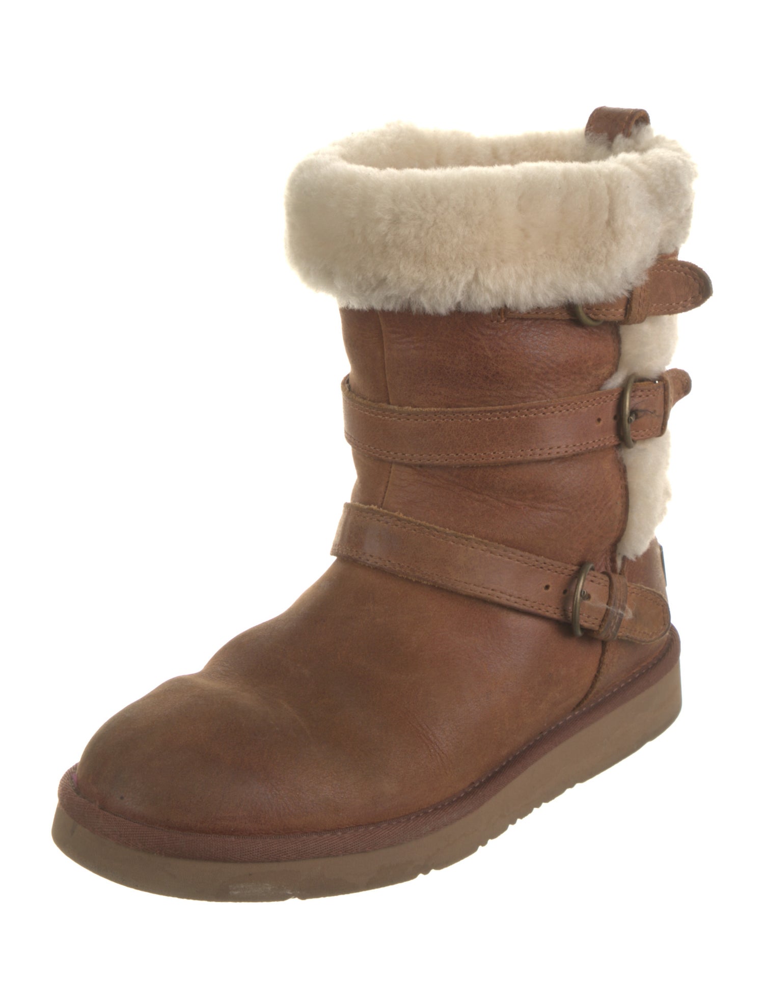 UGG Leather Fur Trim Moto Boots