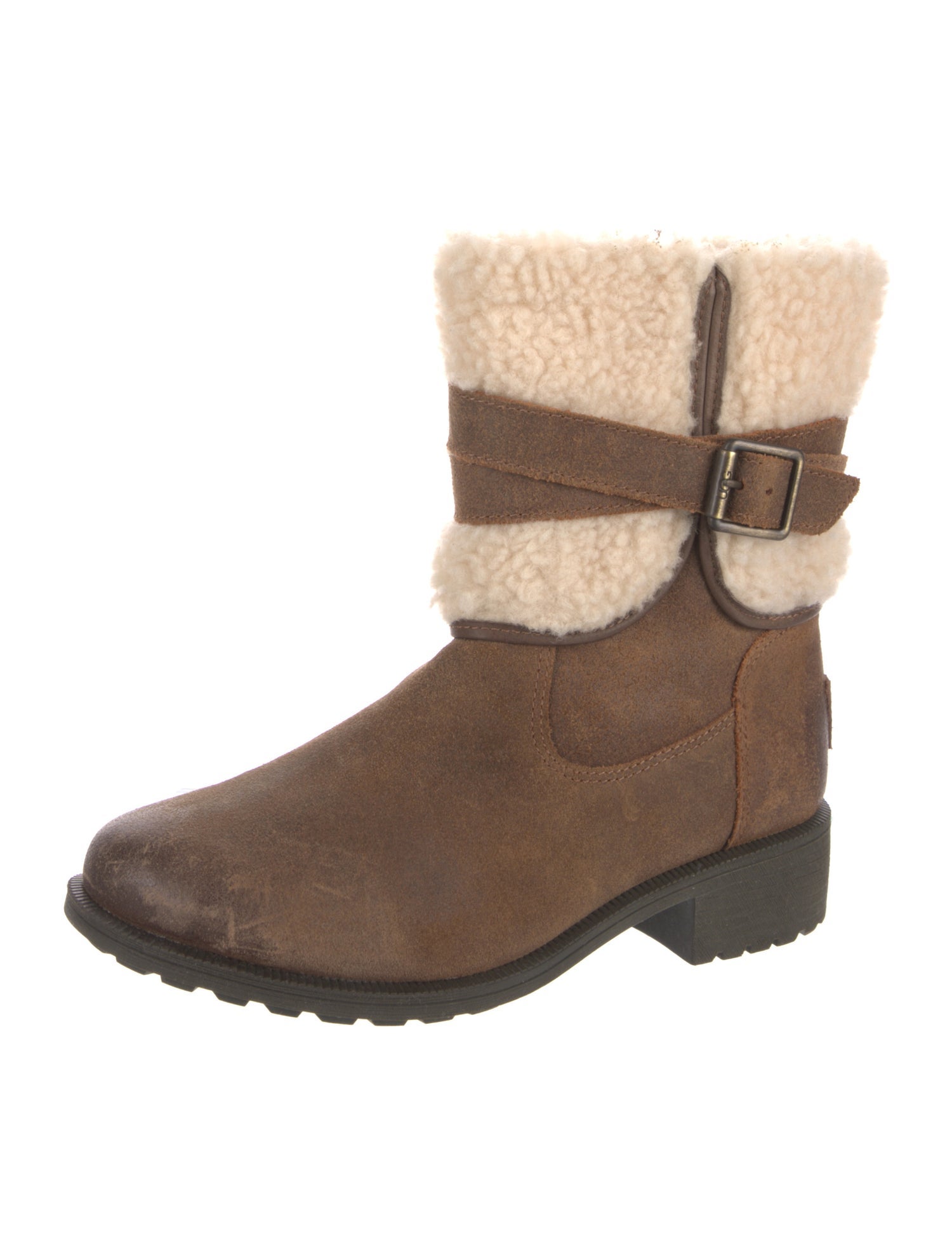 UGG Leather Colorblock Pattern Moto Boots