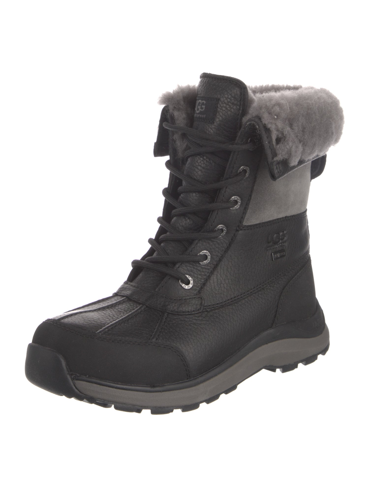 UGG Leather Colorblock Pattern Lace-Up Boots