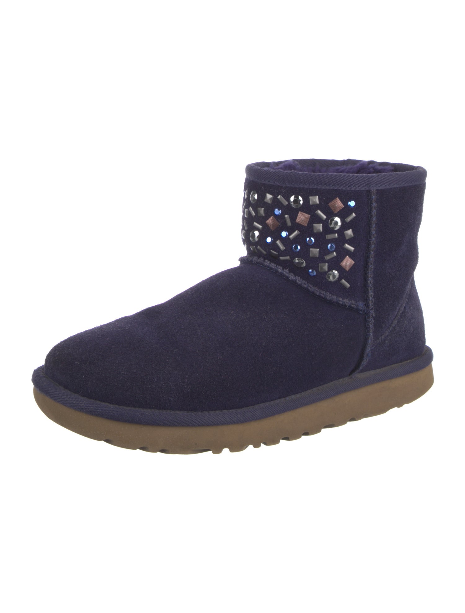 UGG Suede Colorblock Pattern Lace-Up Boots