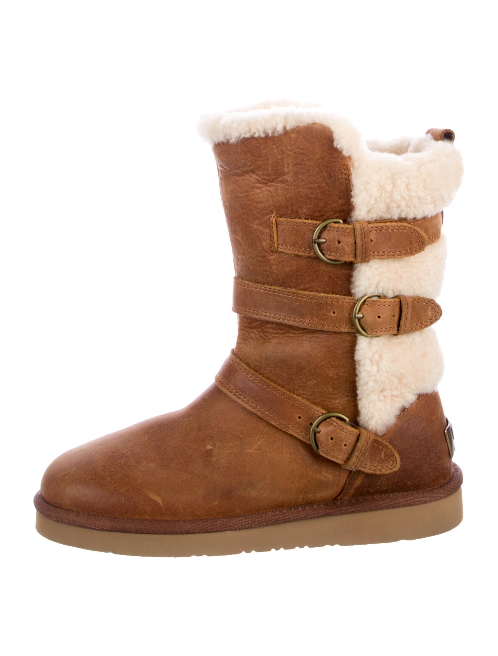 UGG Leather Colorblock Pattern Boots