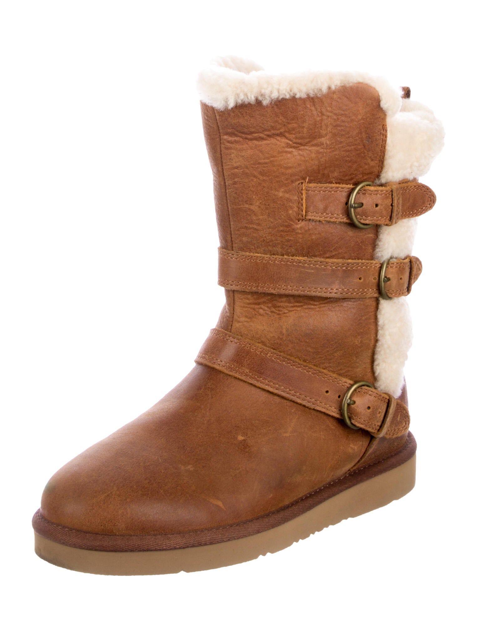 UGG Leather Colorblock Pattern Boots