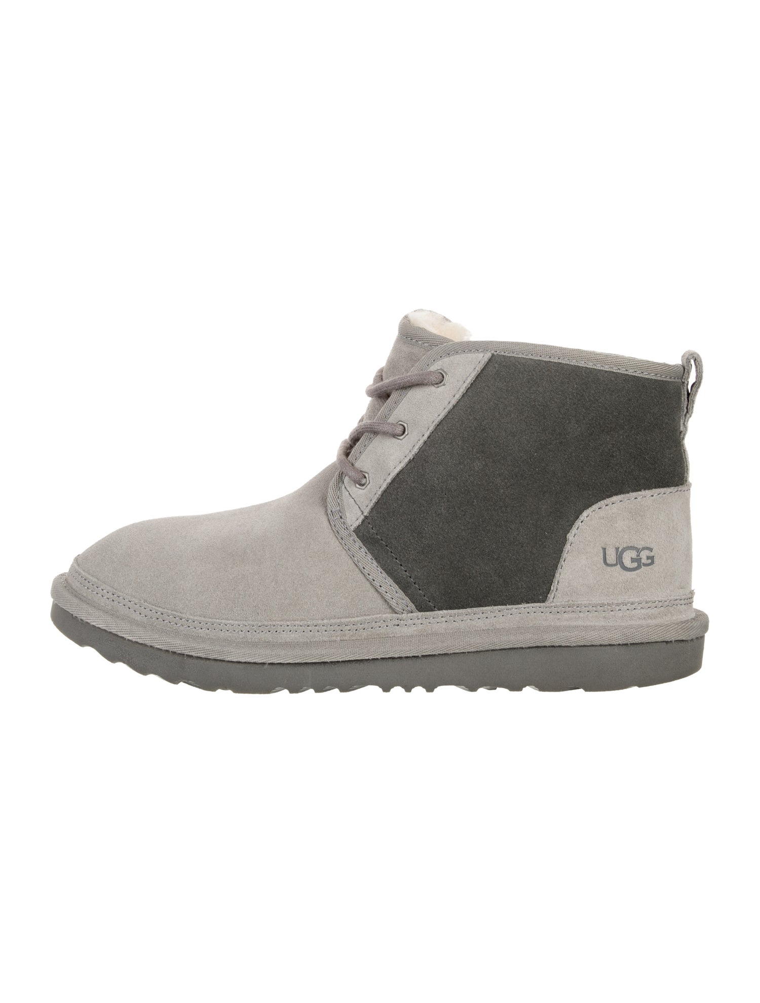 UGG Suede Colorblock Pattern Lace-Up Boots